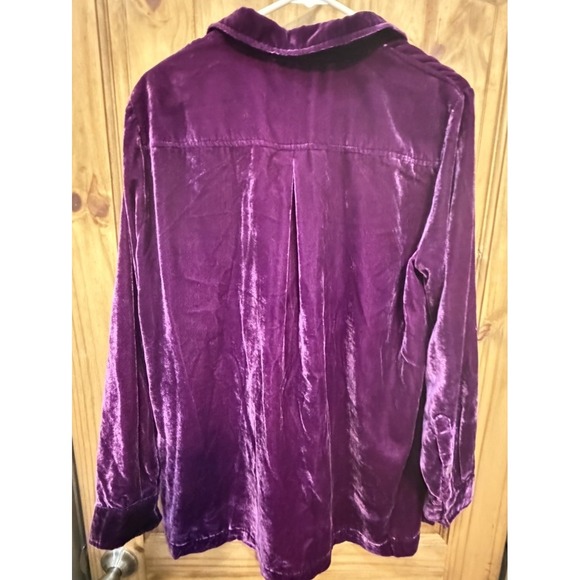 John Mark Purple Velvet Tunic Blouse Medium Boho Lagenlook Soft - Picture 3 of 4